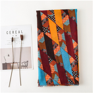 Geometric contrast printing cotton cheap scarf