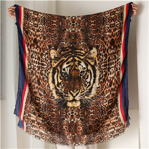 Wholesale printed tiger head leopard cotton scarf