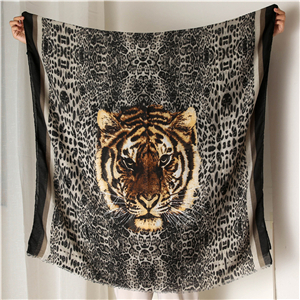 Wholesale printed tiger head leopard cotton scarf