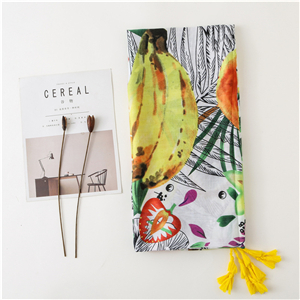 Wholesale fruit pattern print tassel cotton scarf