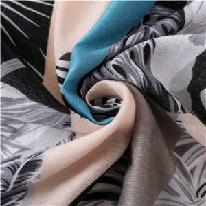 China wholesale tropical leaf print hit color tassel cotton scarf