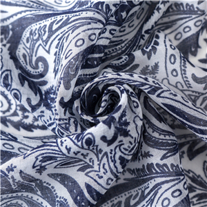 Wholesale blue white porcelain print tassel cotton scarf