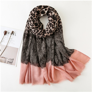 Wholesale leopard lace stitching warm cotton scarf