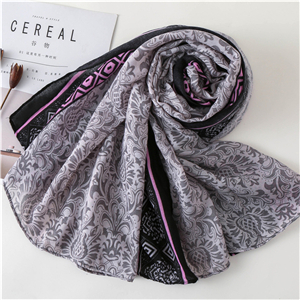 Wholesale geometric print tassel decorated cotton scarf