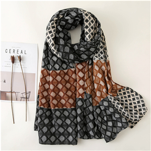 China wholesale geometric diamond print warm cotton scarf