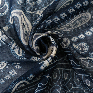Wholesale navy cashew flower tassel decoration cotton scarf