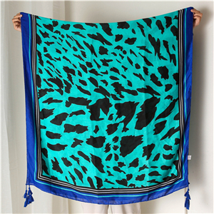 Wholesale turmeric border leopard tassel decorative cotton scarf