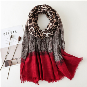 Wholesale leopard lace stitching warm cotton scarf