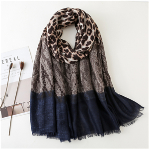 Wholesale leopard lace stitching warm cotton scarf