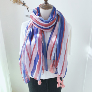 China colorful striped cotton scarf
