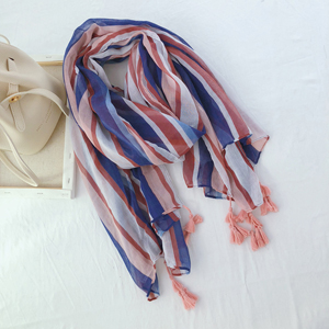 China colorful striped cotton scarf