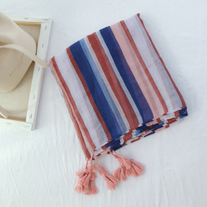 China colorful striped cotton scarf