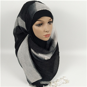 Wholesale gradient pleated cotton muslim scarf
