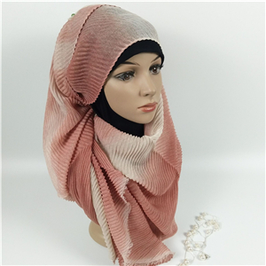 Wholesale gradient pleated cotton muslim scarf
