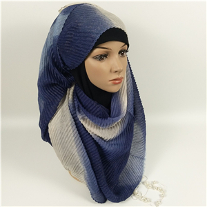 Wholesale gradient pleated cotton muslim scarf