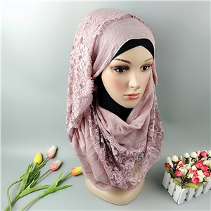 Chinese cheap lace cotton muslim scarf