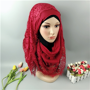 Chinese cheap lace cotton muslim scarf