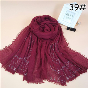 Wholesale four sided hairy hot drilling cotton Muslim scarf