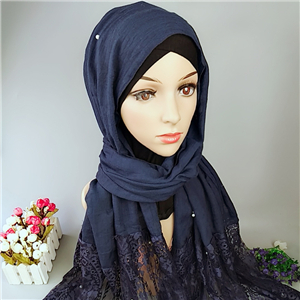 China cheap monochrome beaded lace Muslim scarf