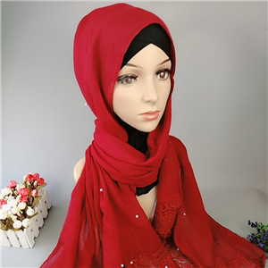 China cheap monochrome beaded lace Muslim scarf