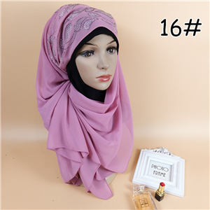 Wholesale monochrome hot drilling chiffon muslim scarf