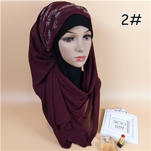 Wholesale monochrome hot drilling chiffon muslim scarf