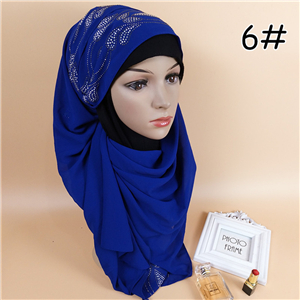 Wholesale monochrome hot drilling chiffon muslim scarf