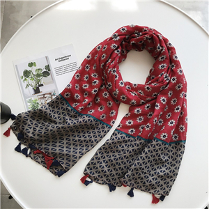 Flower print cotton decorative cheap scarf