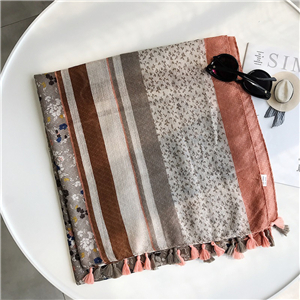 Wholesale small floral tassel cotton scarf