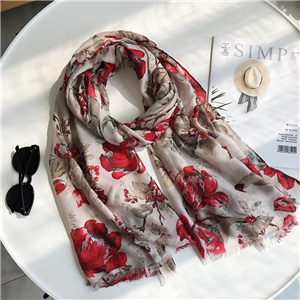 Wholesale flower tassel cotton scarf