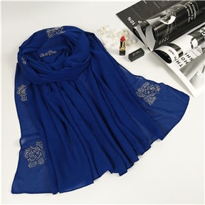 Wholesale rose chiffon hot drill monochrome muslim scarf