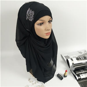 Wholesale rose chiffon hot drill monochrome muslim scarf