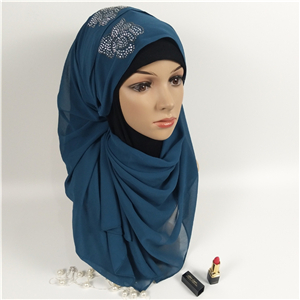 Wholesale rose chiffon hot drill monochrome muslim scarf