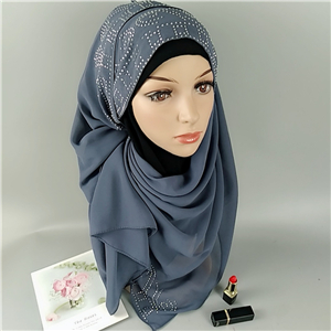 Wholesale hot drilling chiffon muslim scarf