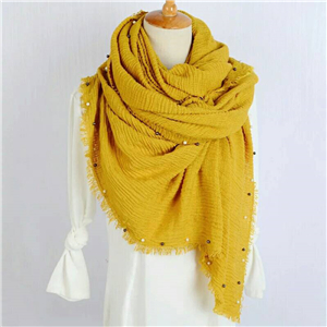 Wholesale four-sided hair beaded cotton Muslim scarf