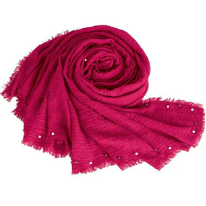 Wholesale four-sided hair beaded cotton Muslim scarf