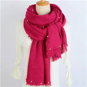 Wholesale four-sided hair beaded cotton Muslim scarf