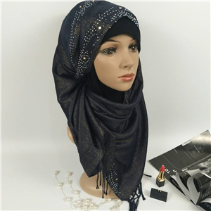 Wholesale hot drilling gold silk cotton Muslim scarf