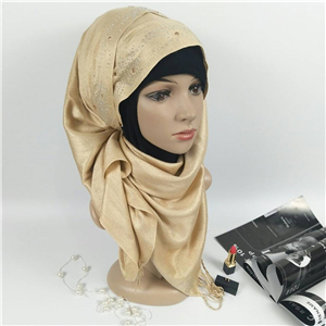Wholesale hot drilling gold silk cotton Muslim scarf