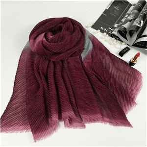 Wholesale gradient pleated cotton muslim scarf
