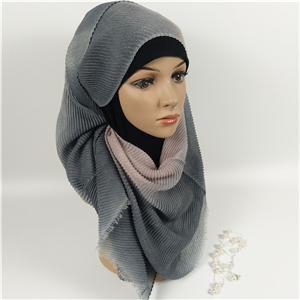 Wholesale gradient pleated cotton muslim scarf