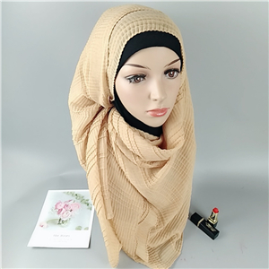 Wholesale solid color crumpled cotton muslim scarf