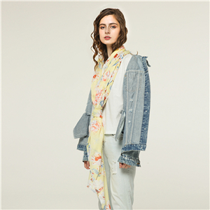 Printed fringed decorative cotton cheap scarf