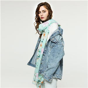 Printed fringed decorative cotton cheap scarf