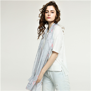 Leaf printed cotton decorative cheap scarf