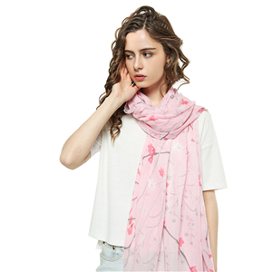 Leaf printed cotton decorative cheap scarf