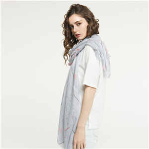 Leaf printed cotton decorative cheap scarf