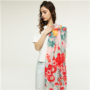 Wholesale half flower plus silver printed cotton warm scarf