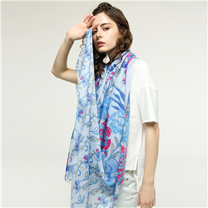 Wholesale half flower plus silver printed cotton warm scarf