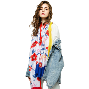 Wholesale lily printed cotton warm scarf